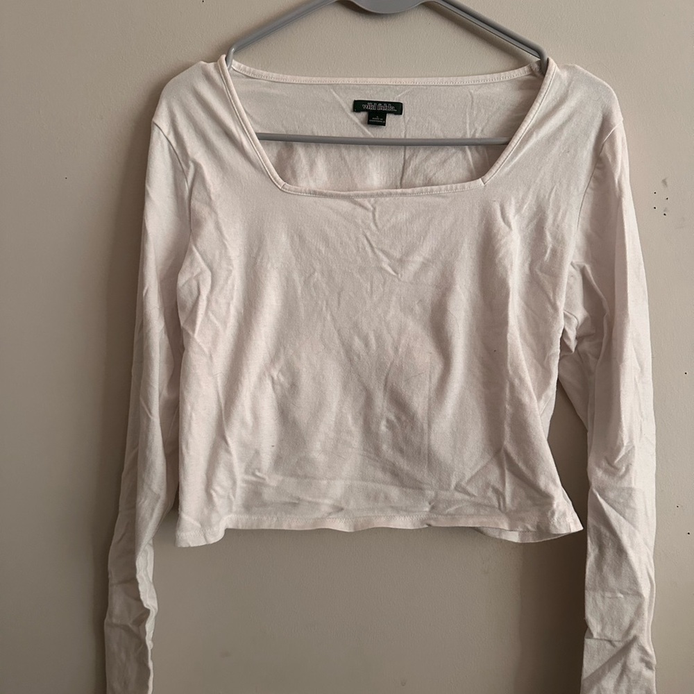 Square Neck White Long Sleeve